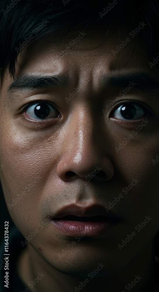Close up of Asian Man face, Scared Terrified Fear Expression, Zoom In, Zoomed Portrait
Close up of Asian Man face, Scared Terrified Fear Expression, Zoom In, Zoomed Portrait