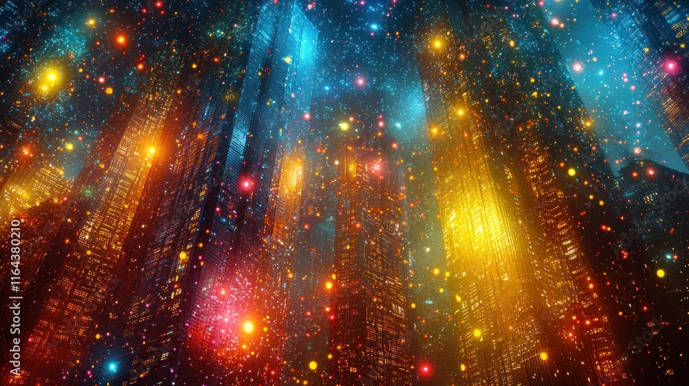 Fototapeta premium Abstract colorful city lights at night.