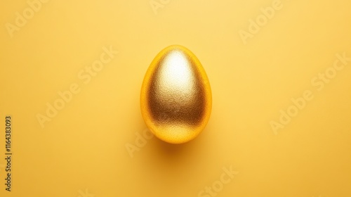 Golden egg on a bright yellow background symbolizing luxury and Easter celebration