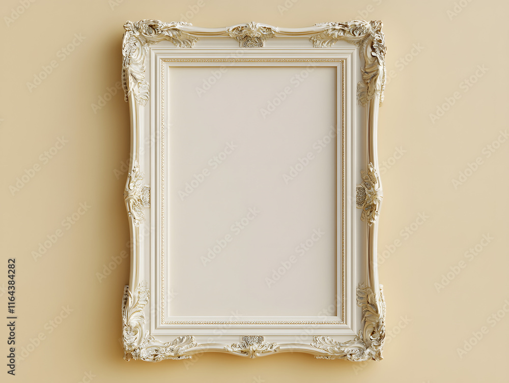 Golden Vintage Vertical Picture Frame Mockup in Elegant Royal Office