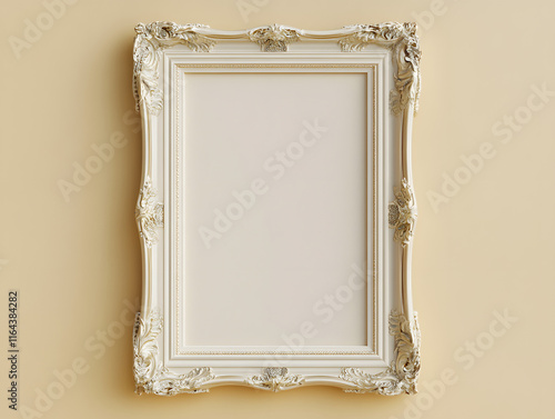 Obraz na płótnie Golden Vintage Vertical Picture Frame Mockup in Elegant Royal Office w salonie