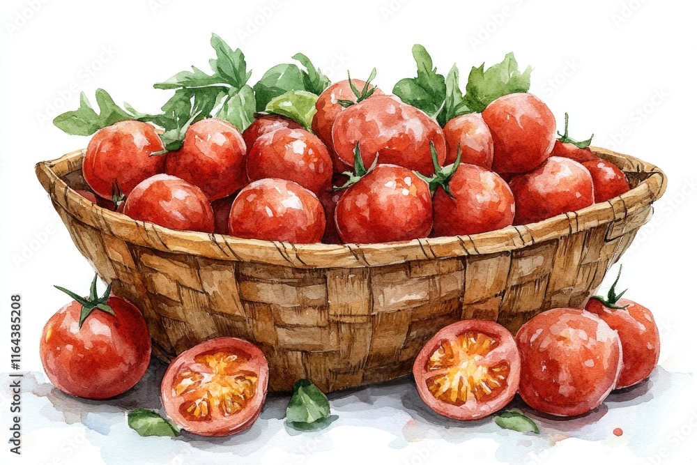 Fresh tomatoes in a wicker basket Fresh tomatoes in a wicker basket