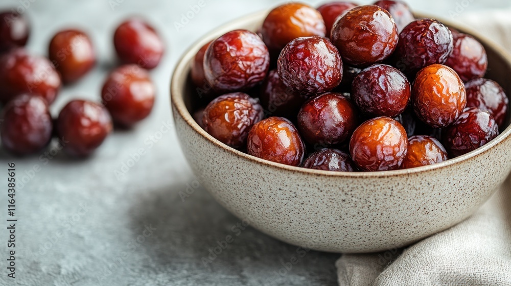 Bowl of sweet, shiny, red dates. Bowl of sweet, shiny, red dates.