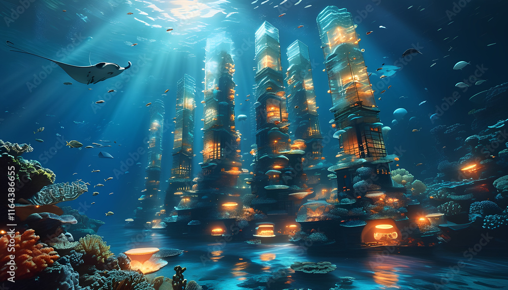 Obraz premium a large aquarium with many fish swimming in it