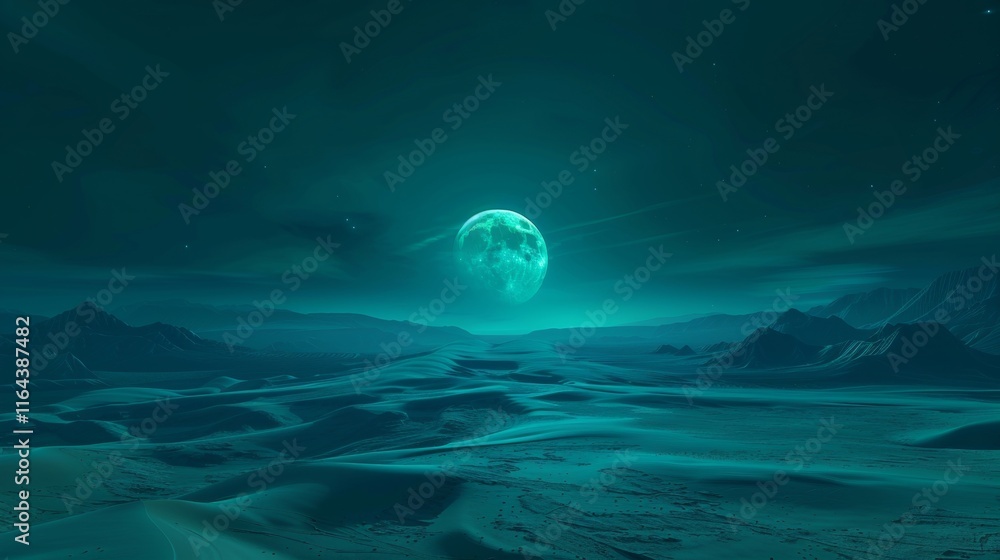 Fototapeta premium Stunning desert scene under a radiant moon a peaceful escape for nature enthusiasts