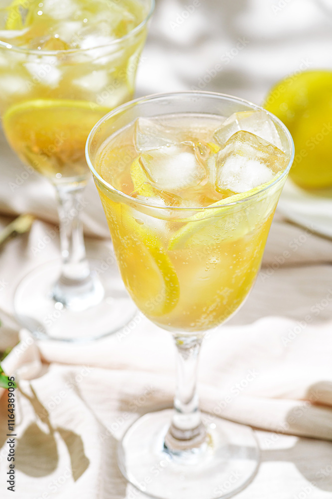 limoncello spritz in a glass on the table with lemons limoncello spritz in a glass on the table with lemons