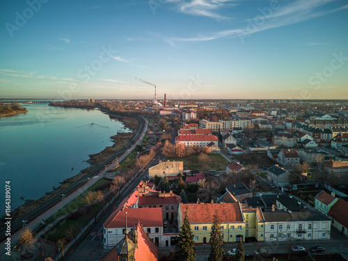 Obraz na płótnie City of Wloclawek on the Vistula River, Poland. w salonie