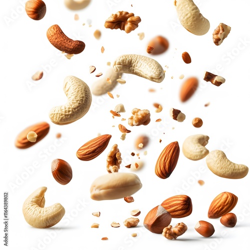 Wallpaper Mural Mixed Nut Delight Various Healthy Nuts and Raisins Falling on a white Background. for Product Banners and Covers Torontodigital.ca