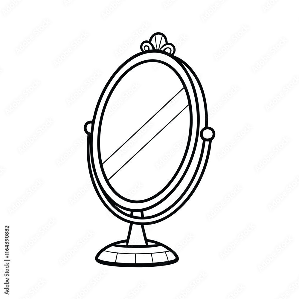 houette of a standing mirror with an oval shape, houette of a standing mirror with an oval shape,