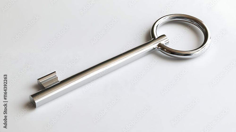 A shiny silver key A shiny silver key