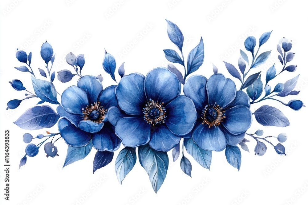 Obraz premium A still life image of blue flowers on a white background, suitable for use in editorial or commercial contexts