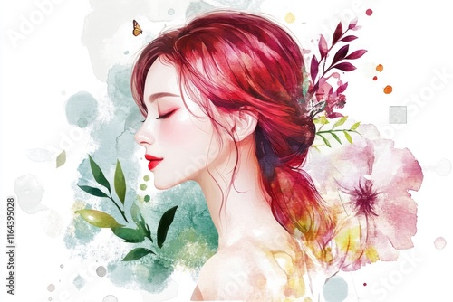 A portrait of a woman wearing a flower in her hair, great for beauty, fashion or travel themes photo