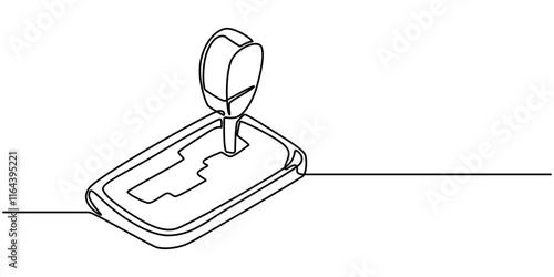 continuous line of car manual transmission.drawing of one line icon of transmission stick on car.isolated white background, Gear box icon Vector outline, Gearshift icon Simple outline vector logo.