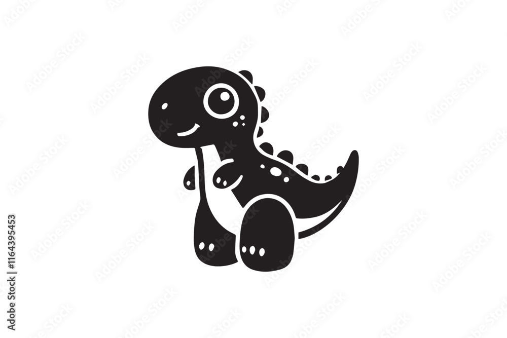 simple and unobtrusive cute baby dino dinosaurs vector silhouette illustration isolated in white background
