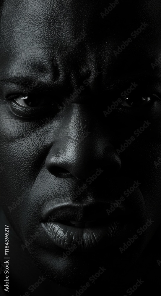 Close up of Black Man face, Angry Mad Expression, Zoom In, Zoomed Portrait Close up of Black Man face, Angry Mad Expression, Zoom In, Zoomed Portrait