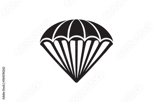 simple and unobtrusive parachute vector silhouette illustration isolated in white background
