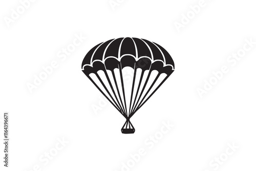 simple and unobtrusive parachute vector silhouette illustration isolated in white background
