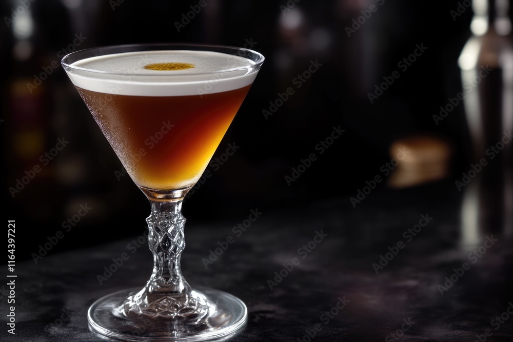 A glass filled with a drink sitting on a countertop A glass filled with a drink sitting on a countertop