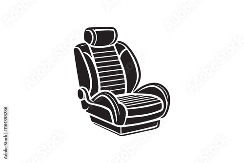 simple and unobtrusive car seat vector silhouette illustration isolated in white background
 photo