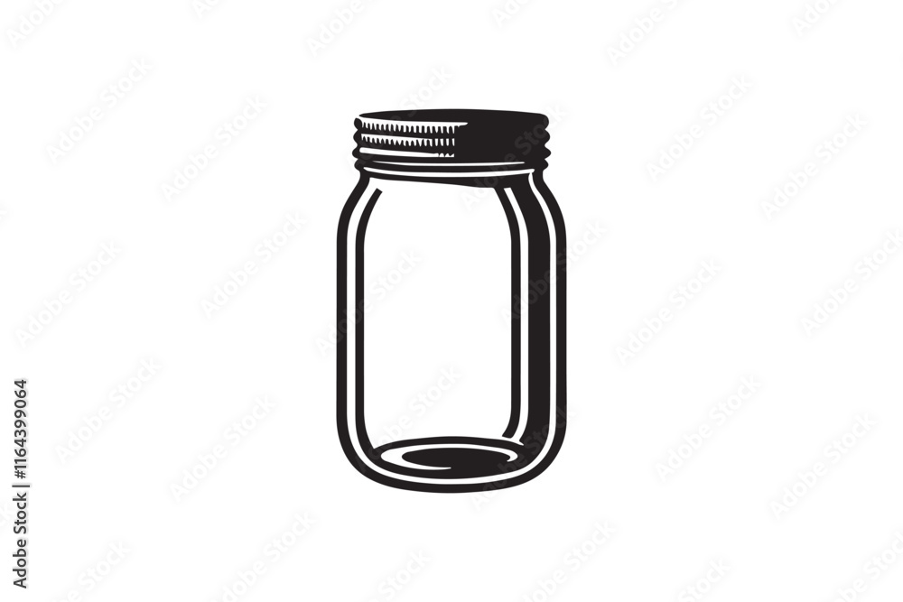 simple and unobtrusive Mason glass jar vector silhouette illustration isolated in white background
simple and unobtrusive Mason glass jar vector silhouette illustration isolated in white background