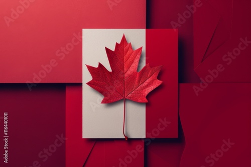 Canadian flag with maple leaf design photo