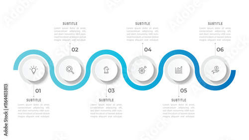 Vector infographic circle design template with 6 option or steps.
