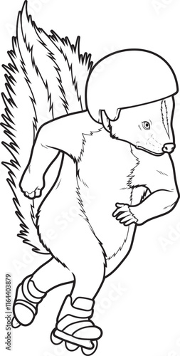 Skunk Inline skating Roller skates Animal Vector Graphic Art Illustration