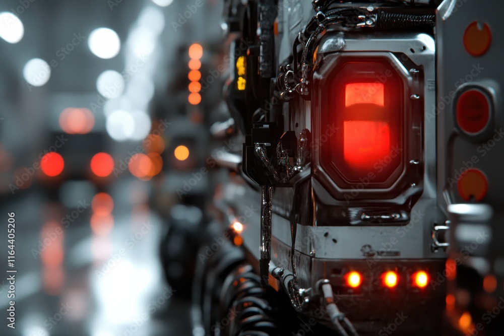 An abstract close-up image of machinery parts and lights set against a blurred environment, showcasing the intersection of technology and industrial work. An abstract close-up image of machinery parts and lights set against a blurred environment, showcasing the intersection of technology and industrial work.