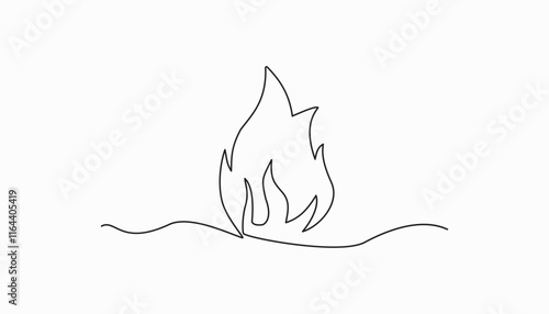 fire continuous one line drawing vector