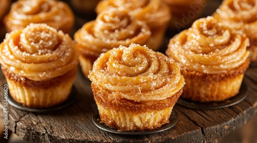 Wallpaper Mural Close-up of apple rose cupcakes on wooden stand. Torontodigital.ca