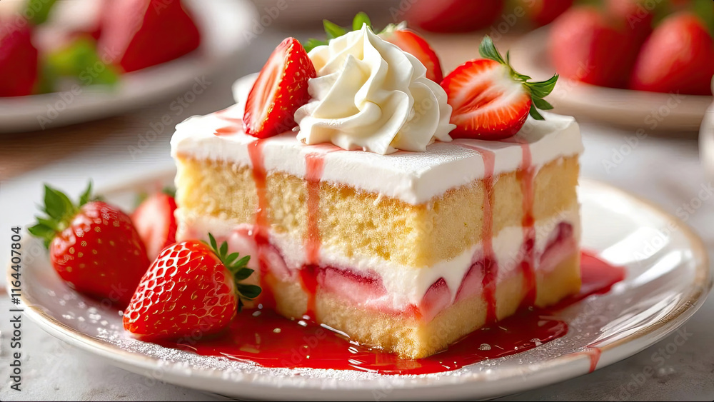 A slice of cheesecake topped with strawberry jam, cheese, and a drizzle of sauce. A slice of cheesecake topped with strawberry jam, cheese, and a drizzle of sauce.