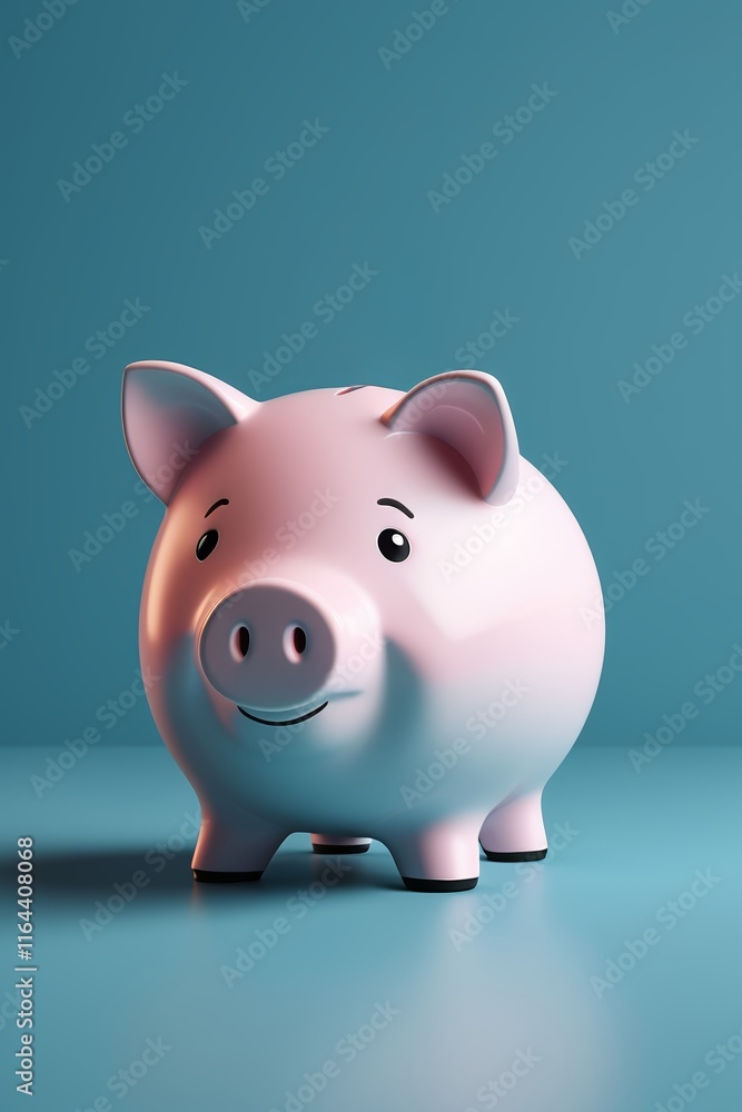 there is a piggy bank sitting on a table with a blue background there is a piggy bank sitting on a table with a blue background