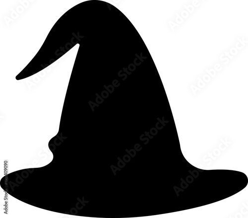 Magic Wizard Witch Hats showing cap a black witch hat icon in flat isolated on a transparent background. Halloween holiday Vector Design for apps or website