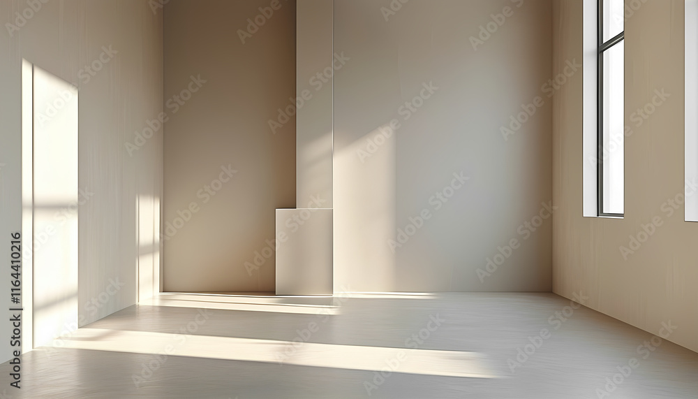 a room with a large window and a white wall a room with a large window and a white wall