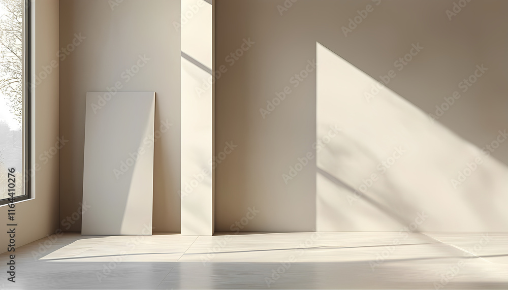 a room with a window and a plant a room with a window and a plant
