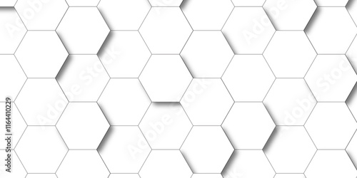 Wallpaper Mural Hexagonal Surface polygon pattern shape structure light seamless geometric background. Hexagon 3d background texture design. Abstract background with white color hexagons and seamless pattern vector Torontodigital.ca