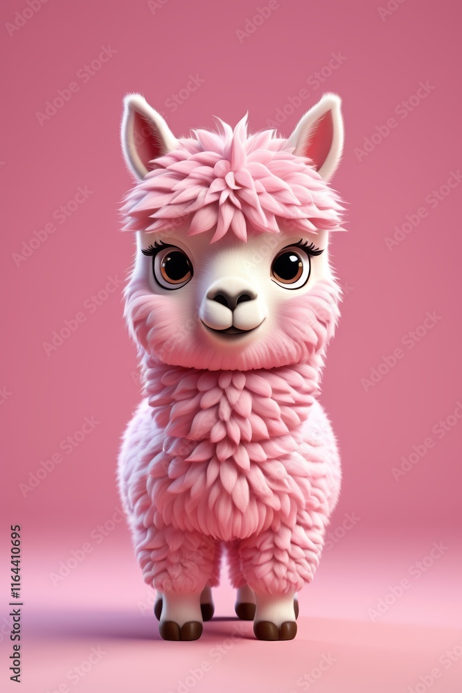 Fototapeta premium a close up of a pink llama with big eyes