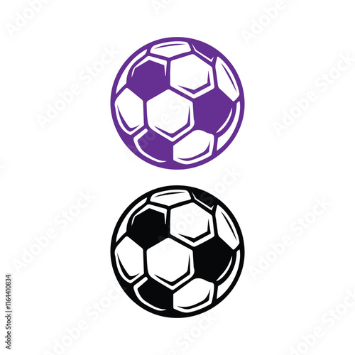 football ball - black and white vector silhouette symbol illustration of soccer ball, isolated on white background