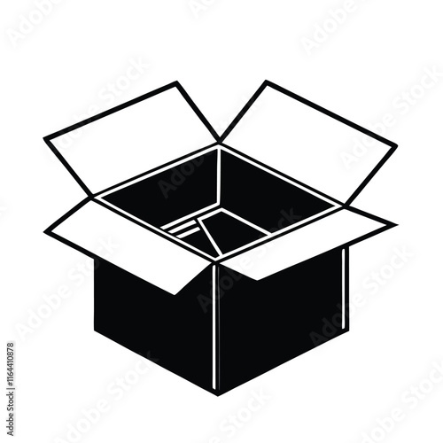 a vector silhouette of an open cardboard box with flaps spread outward