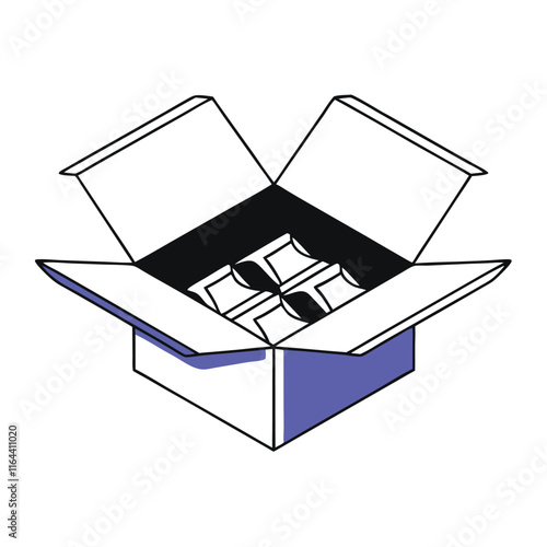 a vector silhouette of an open cardboard box with flaps spread outward