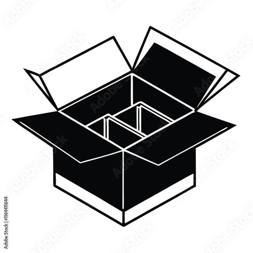 a vector silhouette of an open cardboard box with flaps spread outward