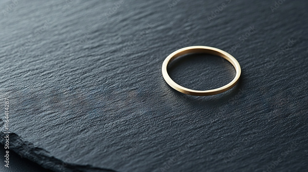 A zoomed-in image of a golden wedding band resting on a dark background with fabric in the foreground A zoomed-in image of a golden wedding band resting on a dark background with fabric in the foreground