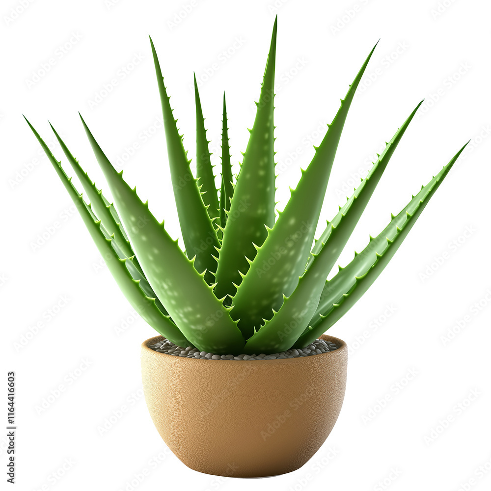 Aloe vera plant growing in pot on white background Aloe vera plant growing in pot on white background