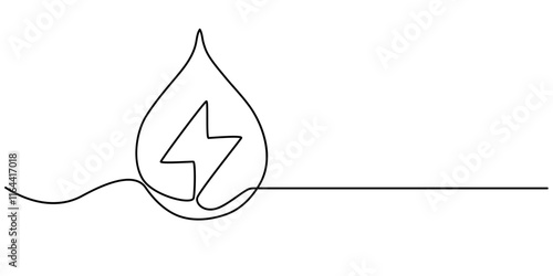 Hydroelectric energy icon Isolated flat vector in outline, Hydroelectric energy icon continuouse one line drawing, energy related icon sign vector, one pro.                          