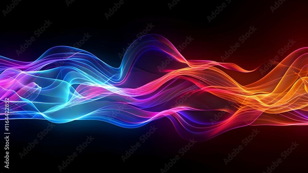 Holographic neon curved wave with abstract fluid Holographic neon curved wave with abstract fluid