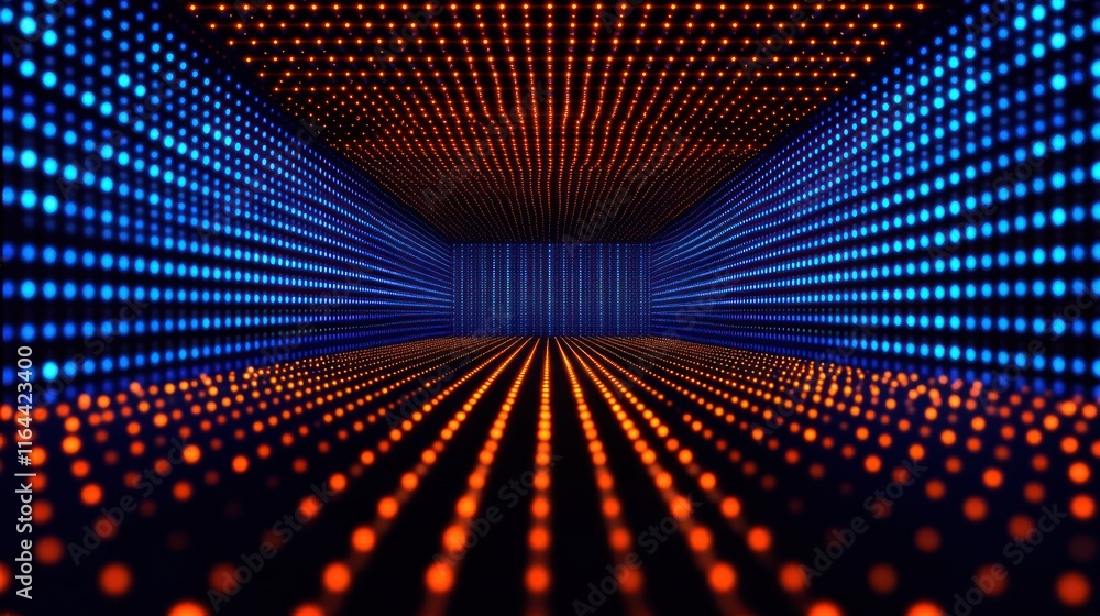 Abstract LED Tunnel: A Symphony of Blue and Orange Lights Abstract LED Tunnel: A Symphony of Blue and Orange Lights
