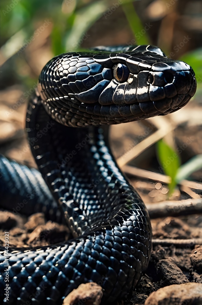 Fototapeta premium A black cobra