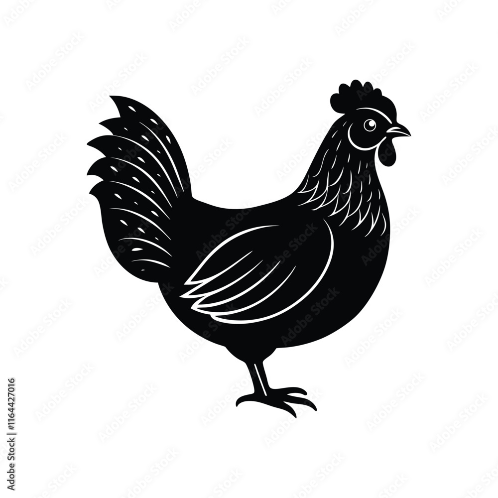 Fototapeta premium Chicken Silhouette Vector, Hen Silhouette Vector, Domestic Hen Silhouette Vector