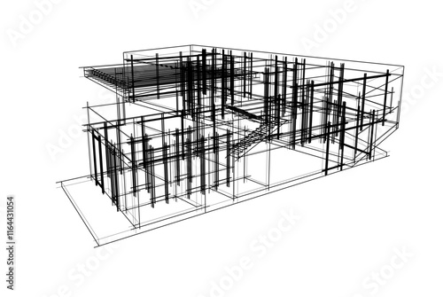 House building sketch architectural 3d rendering