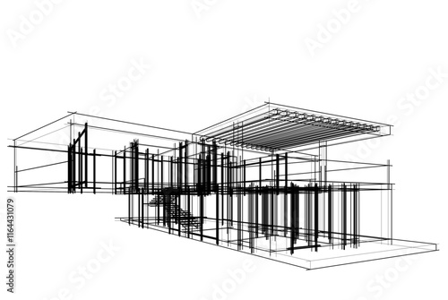 House building sketch architectural 3d rendering